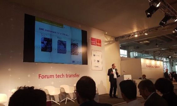 SENSIA presentation at Hannover Messe 2018 during SME Instrument H2020 event.