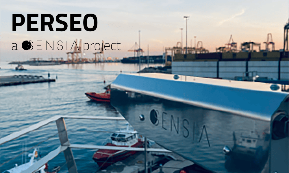 SENSIA PERSEO vessel docked at port with ships in background.