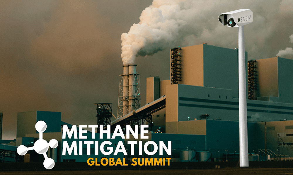 Security camera monitoring methane emissions in industrial plant.