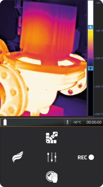 Thermal image showing temperature distribution on Mileva 33 equipment.