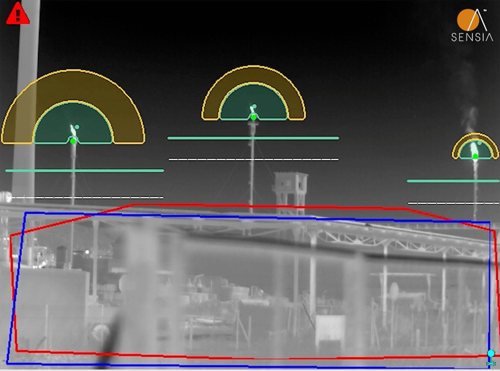 Advanced flare stack monitoring with real-time data analysis.