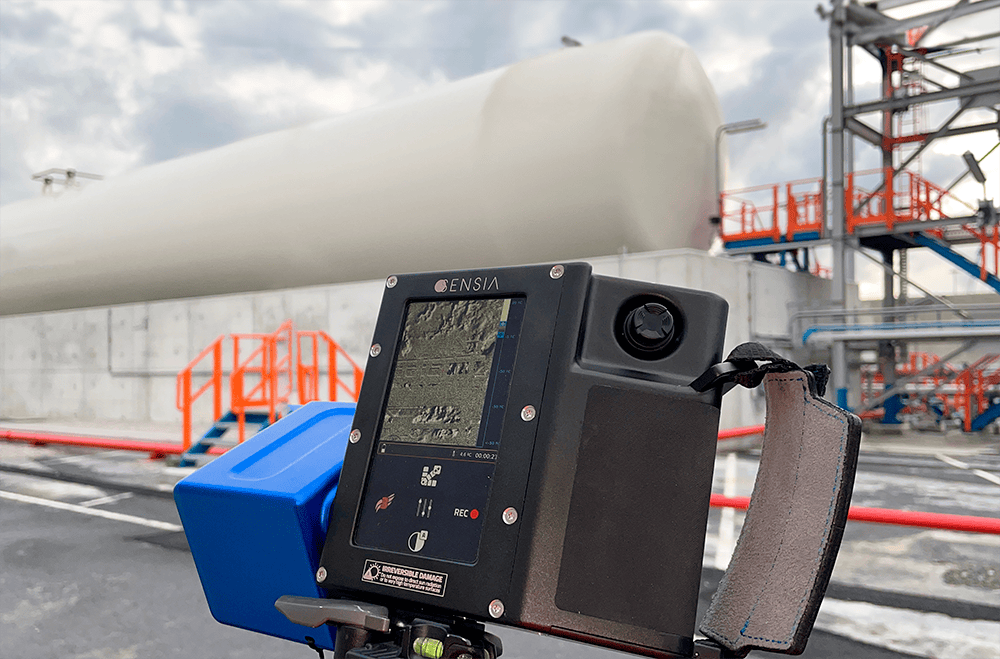 Gas leak detection equipment used for safety and repair in industrial facilities.