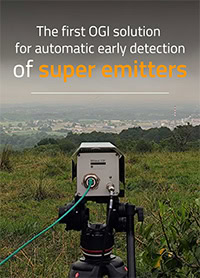 Fixed Mileva OGI camera detecting methane leak during long-range test at TotalEnergies TADI facility in France.